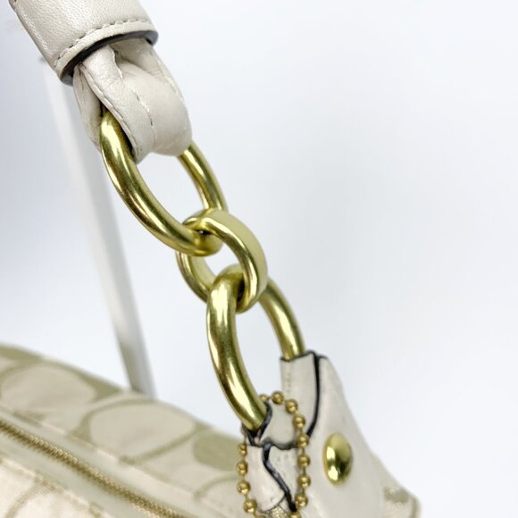COACH Kristin Signature C Beige Gold Linen Hobo Handbag - M1082-16817 - Picture 12 of 14